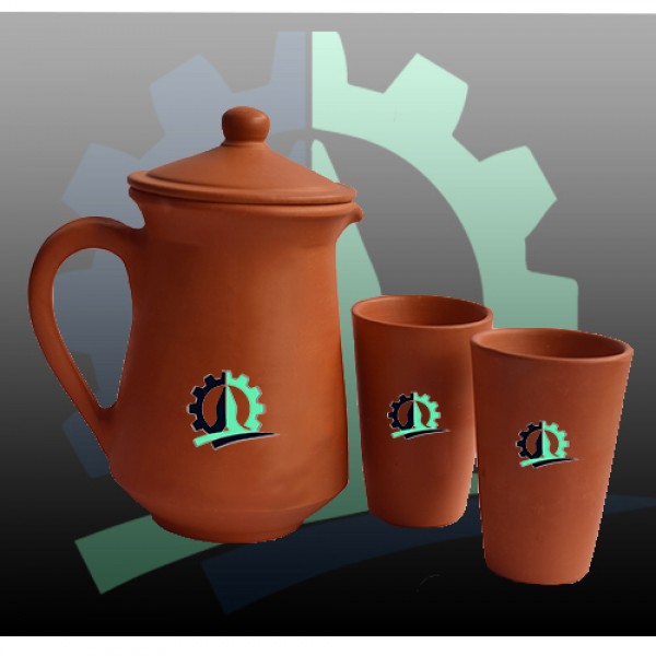 Clay jug 1Pc and 2 Glass Set
